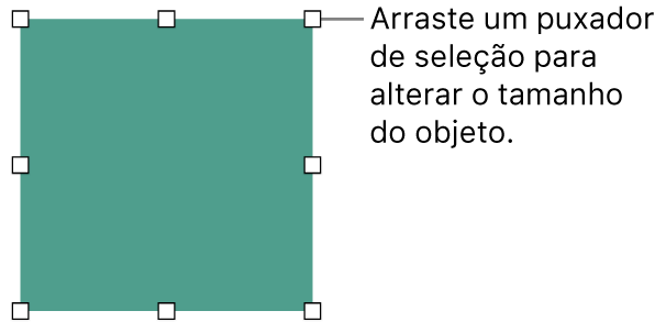 Um objeto com quadrados brancos no seu contorno para alterar o tamanho do objeto.