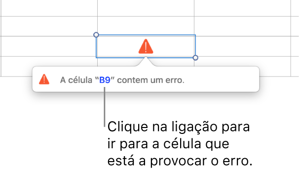 Uma hiperligação de erro da célula.