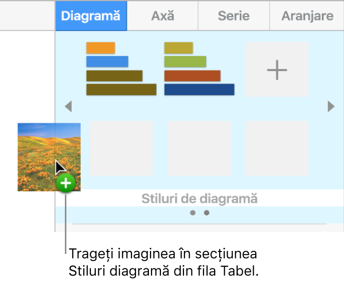 Tragerea unei imagini în secțiunea cu stiluri de diagramă din bara laterală pentru a crea un nou stil.