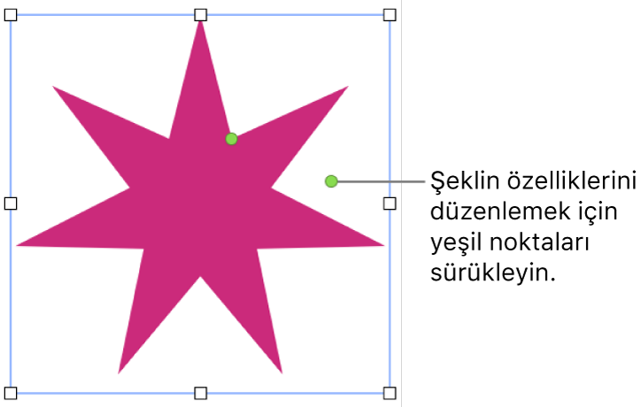 Seçim tutamakları olan bir şekil.