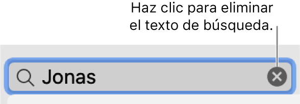 El campo de búsqueda con texto y el botón Eliminar en el lado derecho del campo.