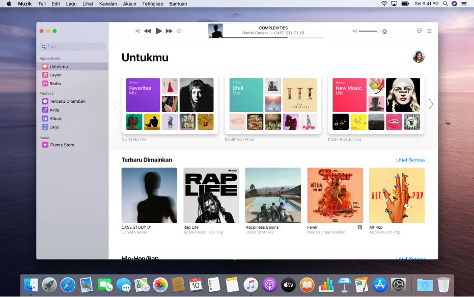 Tetingkap Apple Music menunjukkan Untukmu.