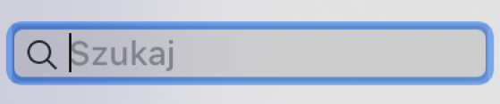 Pole wyszukiwania w oknie aplikacji Muzyka.