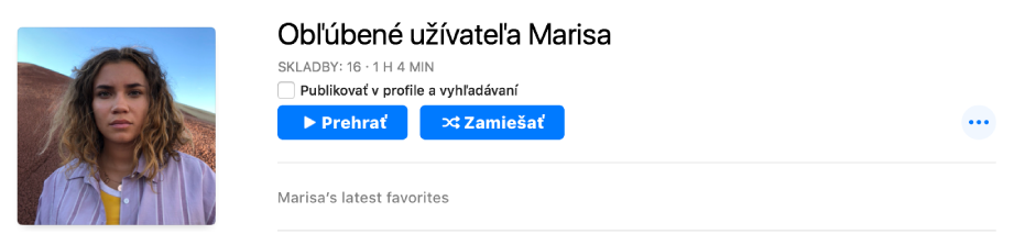 Playlist s prispôsobeným obalom albumu. Potiahnutím obrázka do oblasti obalu albumu si ho prispôsobte.
