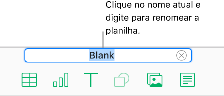 O nome da planilha, Blank, selecionado na parte superior de uma planilha aberta.