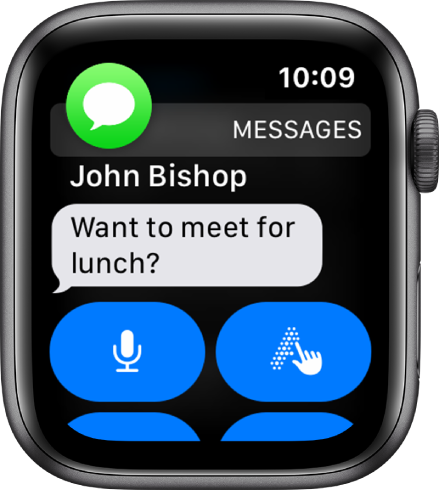 Apple Watch с показано съобщение.