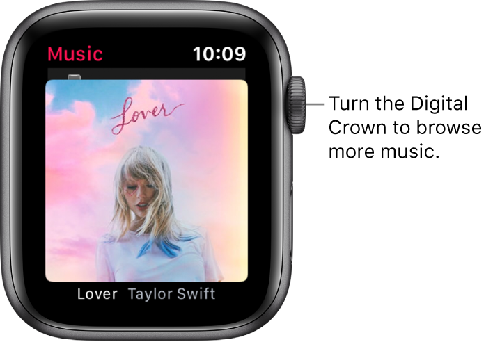 Screen showing an album and its artwork in the Music app.