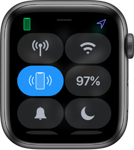 Control Center, with the Ping iPhone button shown at the center left.