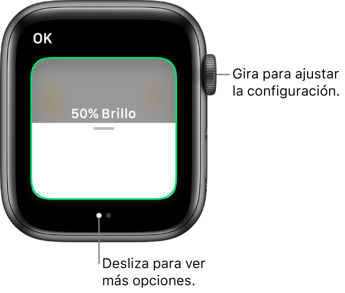 La app Casa mostrando la configuración de brillo para un foco.