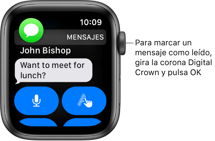 Una notificación de mensaje, con el icono de Mensajes en la parte superior izquierda y el mensaje debajo.
