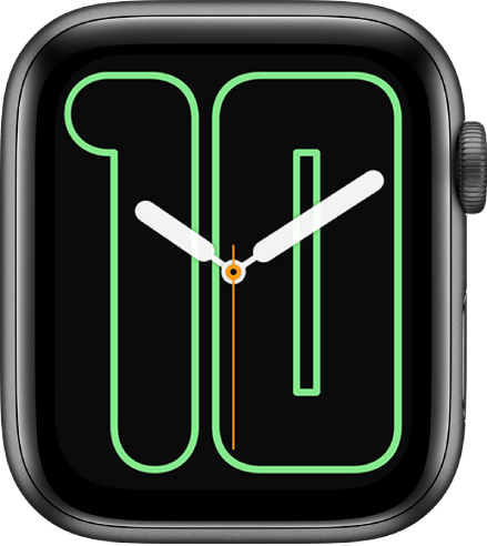 עיצוב השעון ״שעה בלבד״, עם מחוגים אנלוגיים מעל מספר גדול המציין את התאריך.