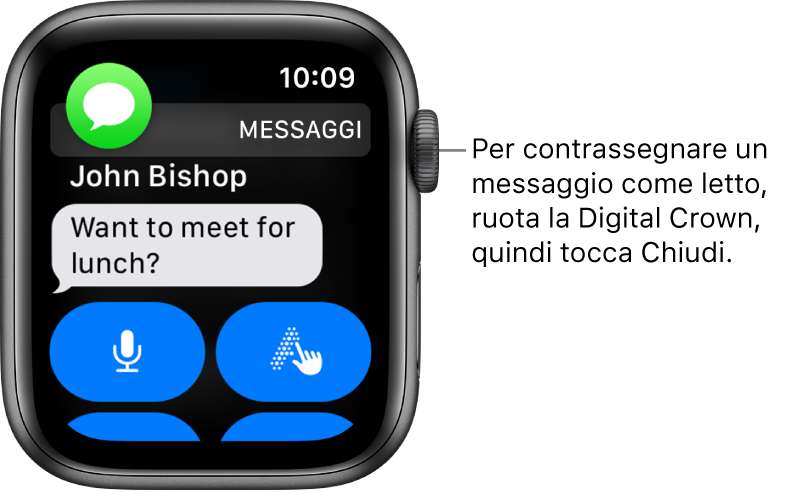 Una notifica con l’icona Messaggi in alto a sinistra e il messaggio sotto.