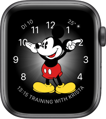 De wijzerplaat Mickey Mouse, waaraan je een groot aantal complicaties kunt toevoegen.