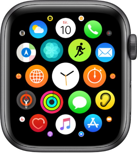 Hjem-skjermen i symbolvisning.