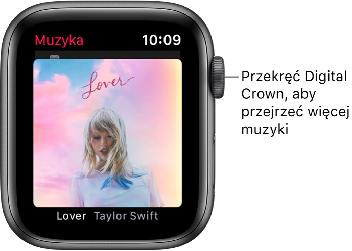 Ekran zawierający album oraz jego okładkę w aplikacji Muzyka.