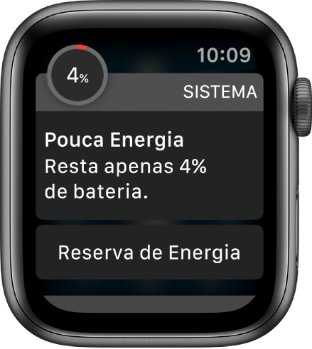 O alerta de pouca energia inclui um botão que você pode tocar para entrar no modo “Reserva de Energia”.