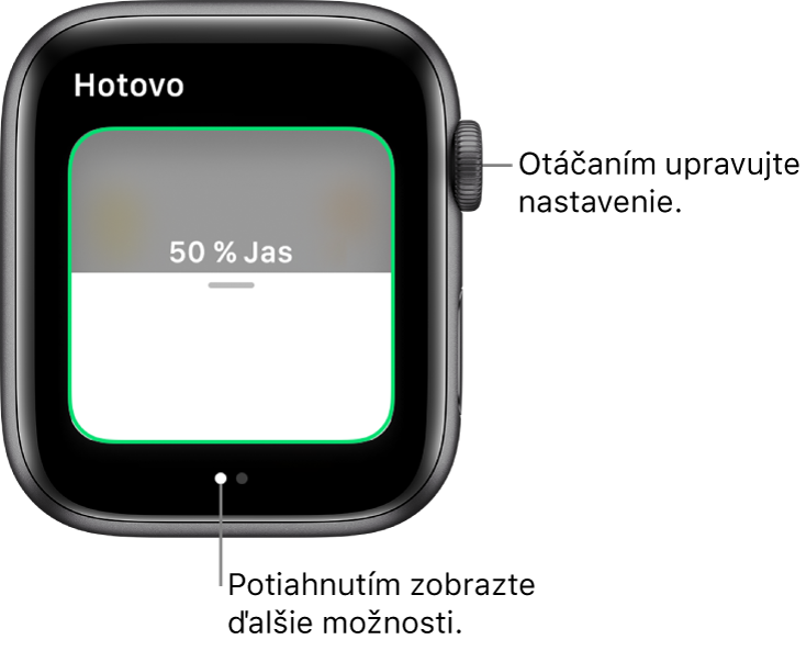 Aplikácia Domácnosť zobrazujúca nastavenia jasu žiarovky.