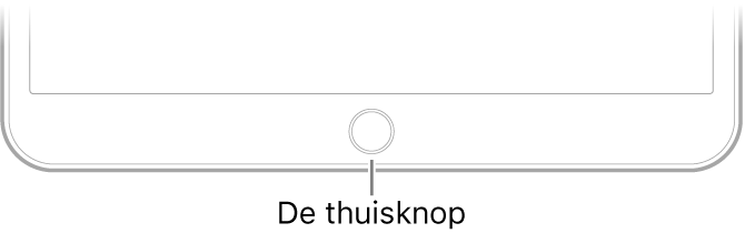 De thuisknop bevindt zich aan de onderkant van de iPad.