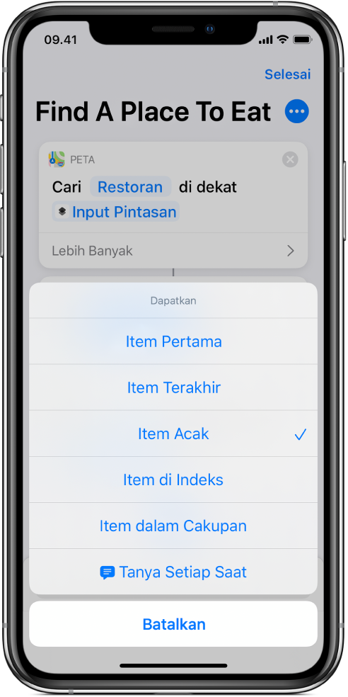 Tindakan Dapatkan Item dari Daftar.