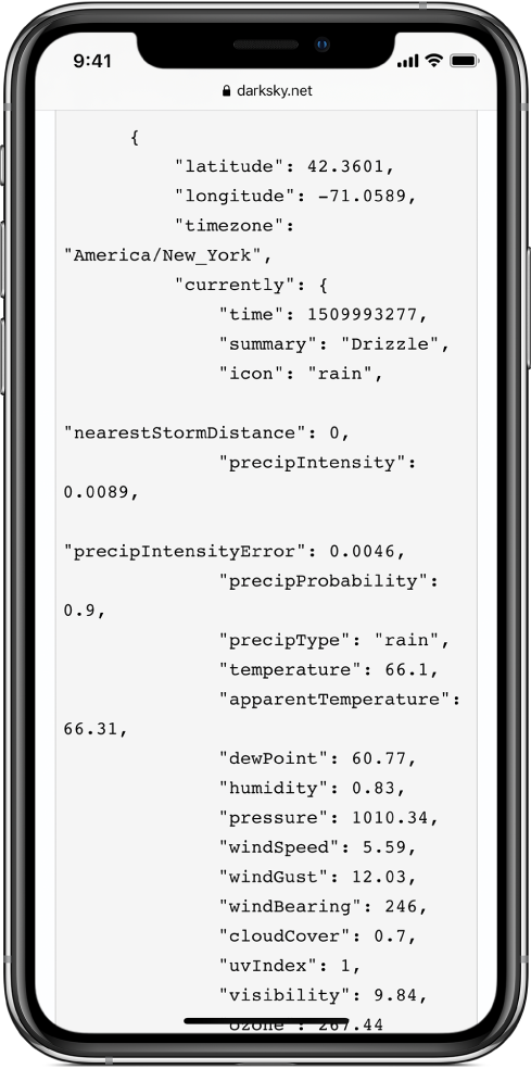 JSONデータの例。