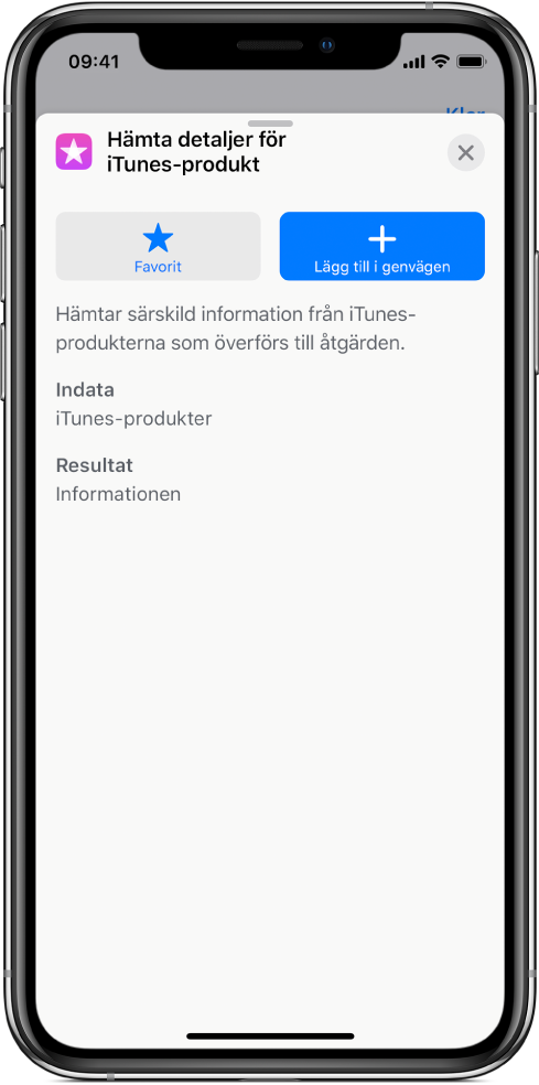 Information om en åtgärd.