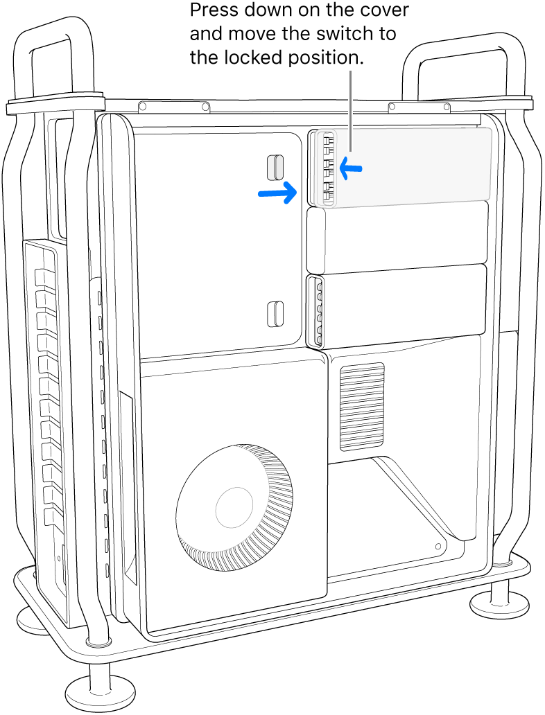 Pressing down on the cover to lock the switch into place.