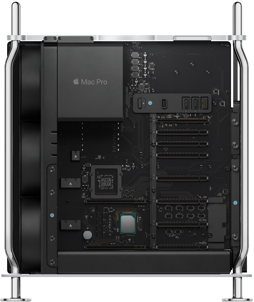 Vue interne de la tour du Mac Pro.