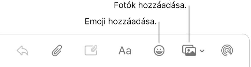 A szerkesztés ablak, melyben az emoji és fotók gombok láthatók.