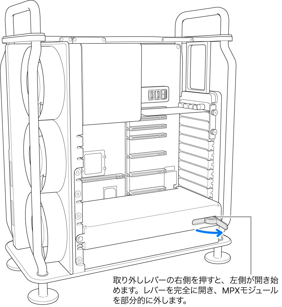 レバーを開いて既存のモジュールを解除しています。