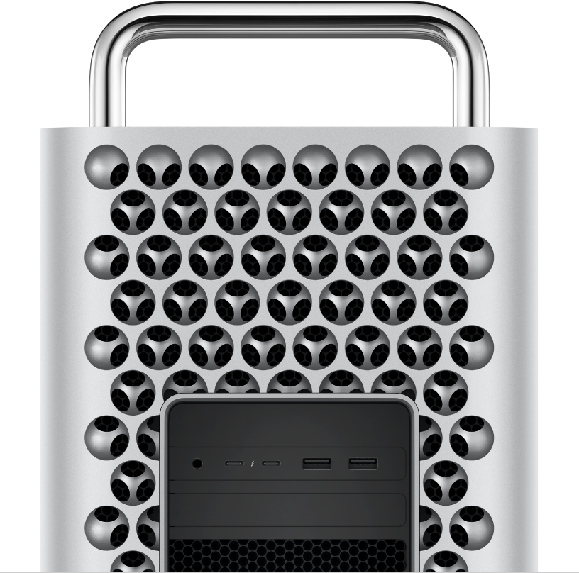 Mac Pro 連接埠和接頭的特寫。