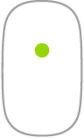 Mouse mostrando um clique que pode ser feito em qualquer local da superfície do mouse.