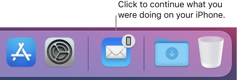 The Handoff icon visible in the Dock.