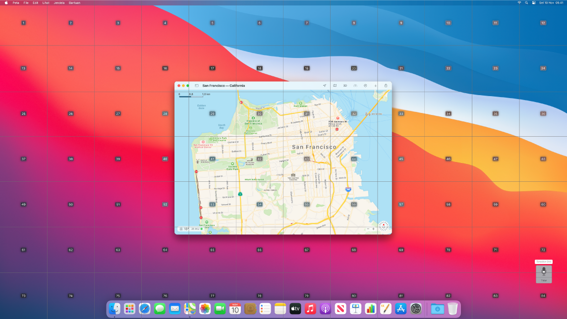 Map dibuka di Desktop dengan lapisan atas grid.