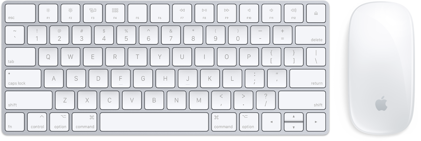 Клавиатурата Magic Keyboard и мишката Magic Mouse 2, които се доставят с вашия iMac.