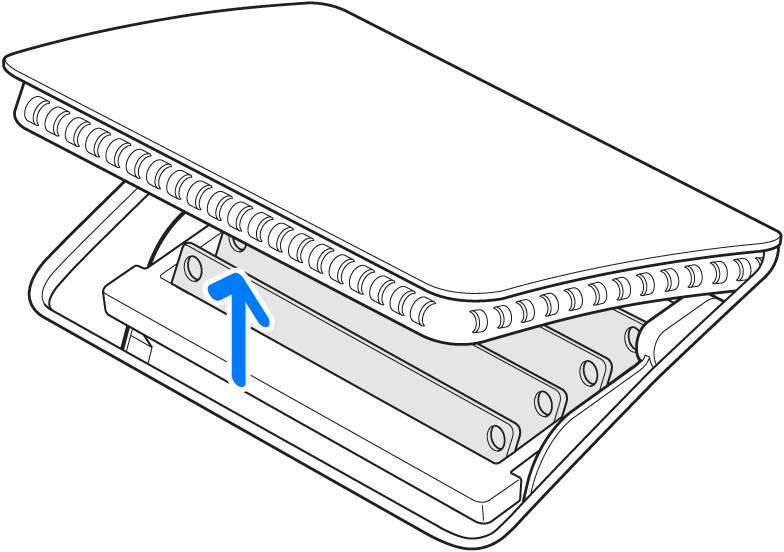 Memory compartment door shown opening after the door's button is pushed in.