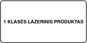 Žyma, ant kurios parašyta „Class 1 laser product“.