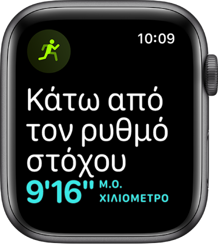 Μια οθόνη Προπόνησης που σας ενημερώνει ότι είστε πίσω για τον στόχο που έχετε ορίσει.