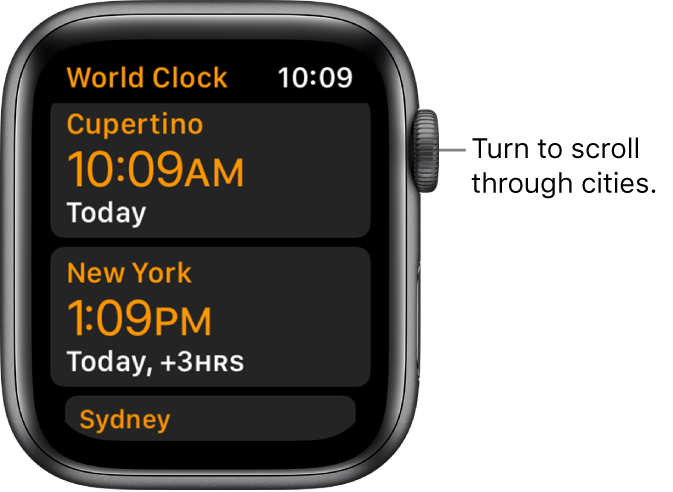 Use World Clock on Apple Watch to check the time in other locations