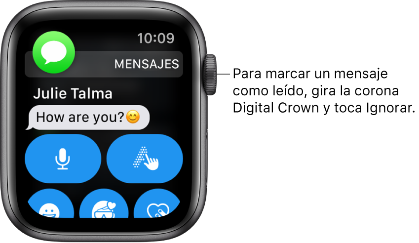 Un mensaje de notificación con el ícono Mensajes en la esquina superior izquierda y el mensaje debajo.