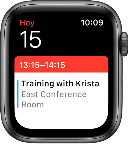 Pantalla de Calendario mostrando la vista Próximos.