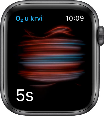 Zaslon zasićenosti kisikom koji mjeri, odbrojava od 5.