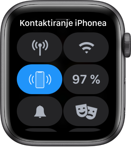 Kontrolni centar s prikazanom tipkom Oglasi iPhone u sredini lijevo.