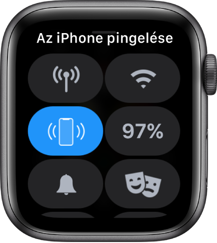 A Vezérlőközpont; balra középen látható Az iPhone pingelése gomb.