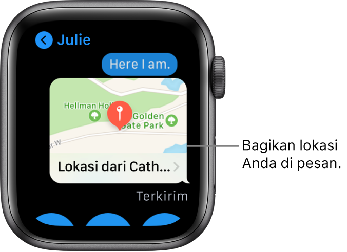 Layar Pesan menampilkan peta lokasi pengirim.