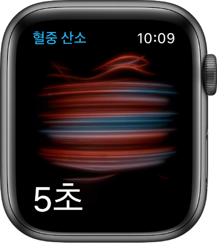 5부터 숫자를 세며 측정을 진행하는 혈중 산소 화면.