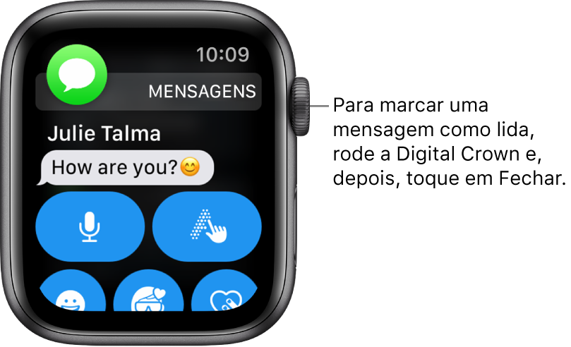 Uma notificação de mensagem, com o ícone das Mensagens na parte superior esquerda e a mensagem por baixo.