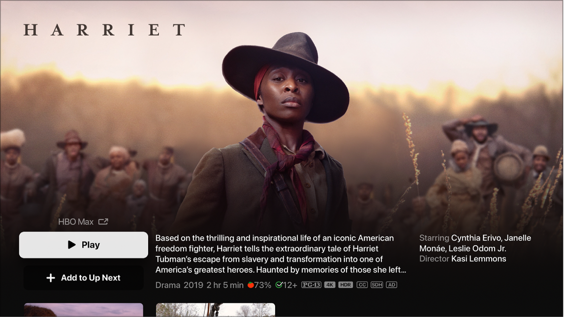 Pantalla de información de la película