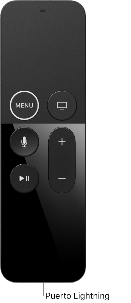 Imagen del control remoto mostrando el puerto Lightning