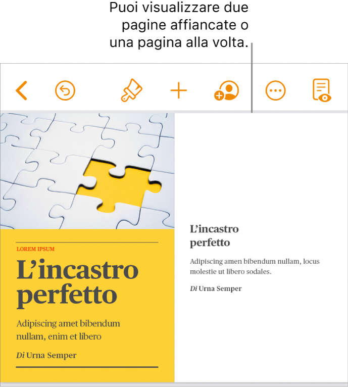 Un documento con le pagine visualizzate come due pagine affiancate.