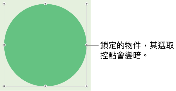 鎖定的物件顯示變暗的選取控點。